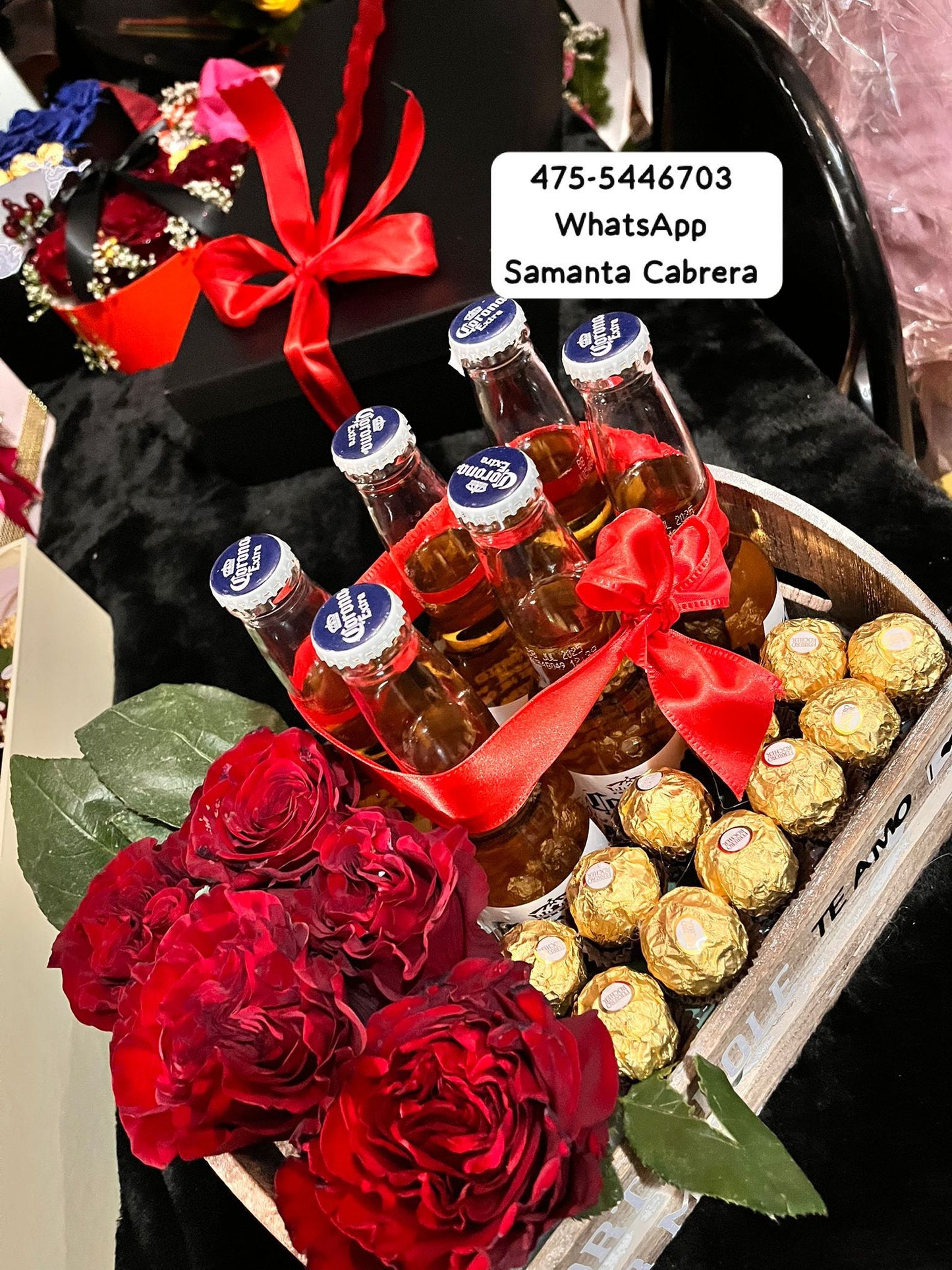 De talle con rosas y chocolate